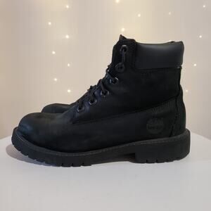 Timberland Premium 6'' Premium Waterproof Black Leather Combat Boots Boys Size 5